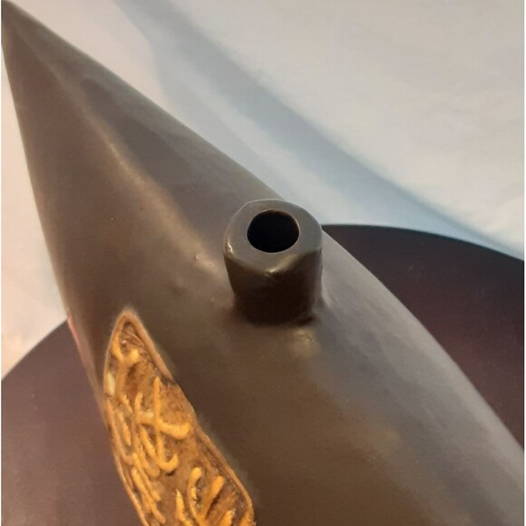 Modern Large Vase w/ Gold Egyptian Glyphs & Red Decorative Panels - Picture 6 of 7